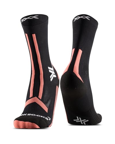 X-Socks Damen Trailrun Discover Crew – Hochleistungs-Trailrunning-Socken, atmungsaktiv & komfortabel – Perfekte Thermoregulation & Belüftung – Optimaler Schutz beim Trailrunning - Schwarz/Rose, 37-38 von X-Socks