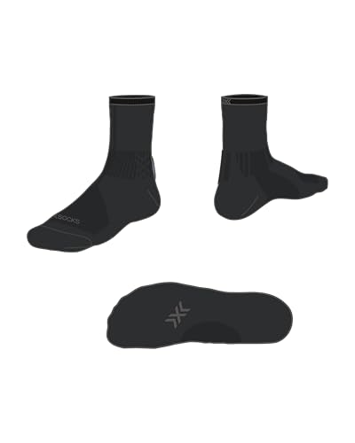 X-Socks Run Discover Crew Socken – Optimale Belüftung & Stabilisierung beim Laufen – Air-Conditioning-Kanal, Muskelunterstützung & Komfort für intensive Trainingseinheiten - Schwarz/Charcoal, 42-44 von X-Socks