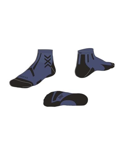 X-Socks Trailrun Discover Knöchelsocken - Ultimativer Komfort und Schutz für Trail Running, mit atmungsaktivem Mesh, Temperaturkontrolle für Outdoor-Abenteuer - Blau/Schwarz, 45-47 von X-Socks