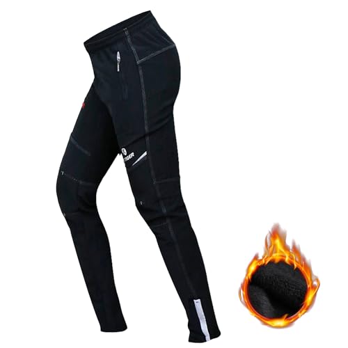 X-TIGER Fahrradhose Herren Lang Fleecefutter,Radlerhose Herren Lang Thermo Fleece Atmungsaktiv Radsport Lange Hosen für Herbst und Winter von X-TIGER