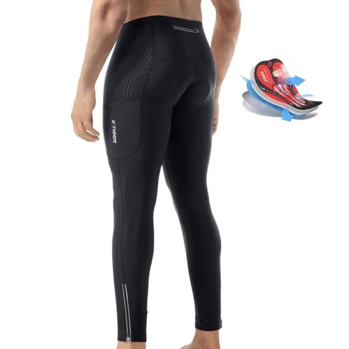 X-TIGER Fahrradhose Herren Lang mit 5D Sitzpolster,Radlerhose Herren Lang Atmungsaktive Schnelltrocknende Radhose mit 3 Taschen von X-TIGER