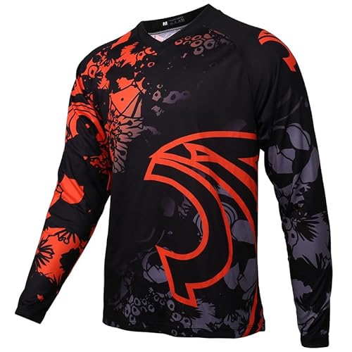 X-TIGER MTB Shirt Langarm Herren Fahrradtrikot Mountainbike Motocross Jersey Trikot Downhill Fahrrad Atmungsaktiv Bequem Weich Radshirt von X-TIGER