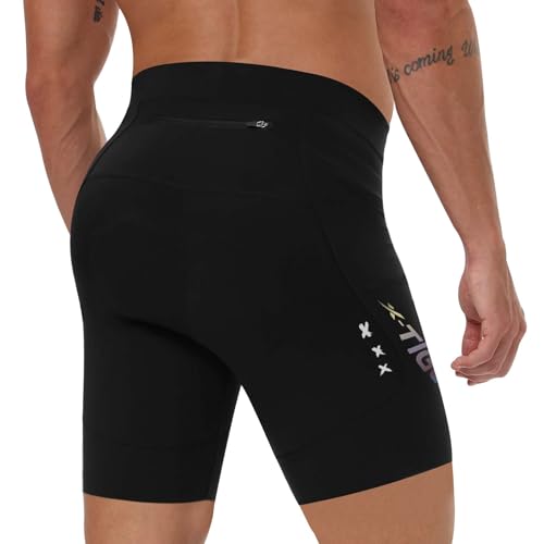 X-TIGER Radlerhose Herren Gepolstert Fahrradhose Radhose Kurz mit Gesäßtasche Leichte rutschfeste Hosenbeine Farbreflektierendes Logo X-TIGER Radlerhose Herren Gepolstert Fahrradhose Radhose Kurz mit Gesäßtasche Leichte rutschfeste Hosenbeine Farbreflektierendes Logo von X-TIGER