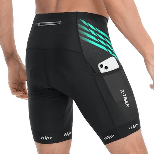 X-TIGER Radlerhose Herren mit 5D Gepolsterte,Fahrradhose Herren Atmungsaktive Schnelltrocknende Radhose Herren Kurz mit 3 Taschen von X-TIGER