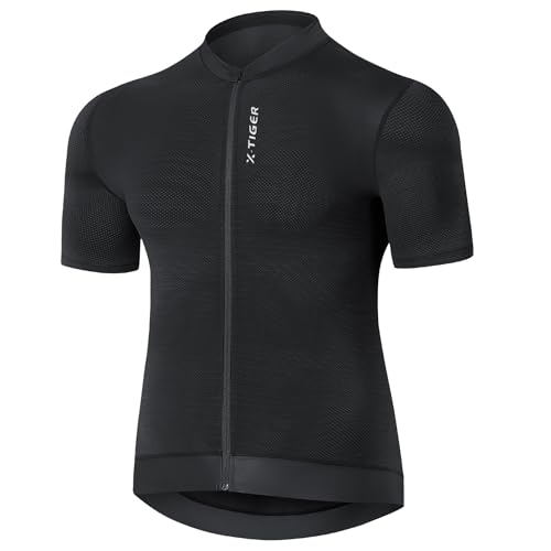 X-TIGER Herren Radtrikot Fahrradtrikot Kurzarm, Fahrrad Shirt Herren, Fahrrad Trikots T Shirt für Männer, Radsport Bekleidung mit 4 Taschen, Atmungsaktive Schnell Trocknen von X-TIGER
