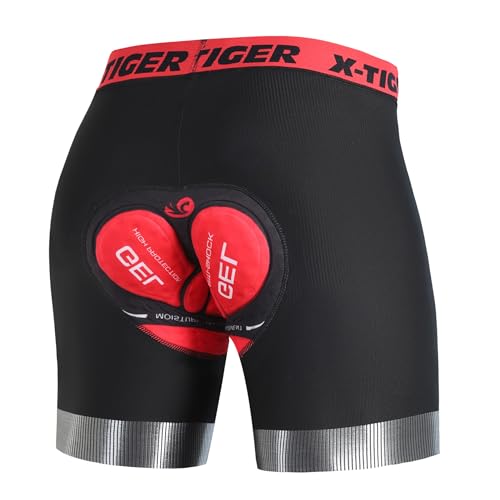 X-TIGER Radunterhose Herren 5D Gepolsterte Radlerhose Herren Fahrradhose Fahrradunterhose MTB Unterwäsche Bike Kurze Hosen von X-TIGER