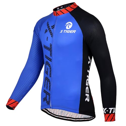 X-TIGER Rennrad Trikot Herren Langarm,Fahrrad Shirt Fahrradbekleidung Radshirt für Männer Atmungsaktive Schnell Trocknen Radsport Bekleidung von X-TIGER