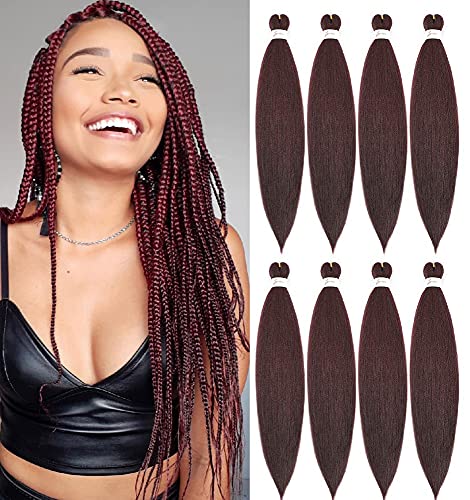 X-Tress Red Braiding Hair Extension 60cm Pre-stretched Braiding Hair for Girl and Women 8 packs Crochet Braid Hair Extension Red Kanekalon Hair Colourful EZ Braid Straight Hair Knotless Braid(#99J) von X-TRESS