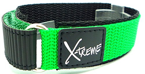 X-treme New 20mm Tough Secure Hook & Loop Nylon Watch Band Strap Gents Men's with Ring End - Green von X-treme