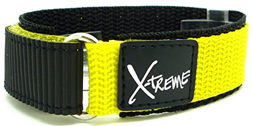 X-treme New 20mm Tough Secure Hook & Loop Nylon Watch Band Strap Gents Men's with Ring End - Yellow von X-treme