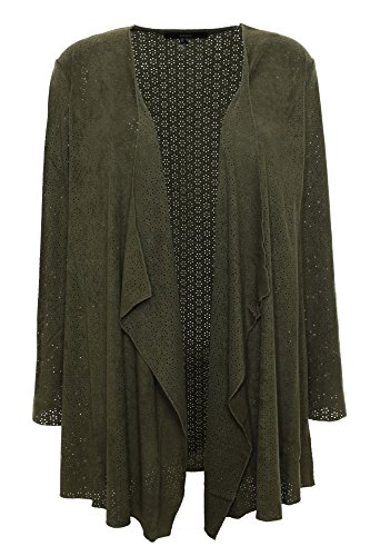 X-Two Bennett Jacke Cardigan Umhang Damen Stretch Lagenlook Plusgröße Übergröße, Farbe:Oliv, Damengrößen:46 von X-Two