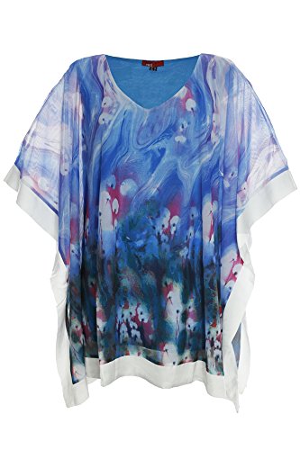 X-Two Dagny Fledermausshirt Top T Shirt Tunika Damen Lagenlook Plusgröße Chiffon, Farbe:blau;Damengrößen:50 von X-Two