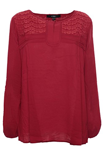 X-Two Victoria Shirt Tunika Bluse Langarm Damen Lagenlook Plusgröße Viskose, Farbe:rot, Damengrößen:52 von X-Two