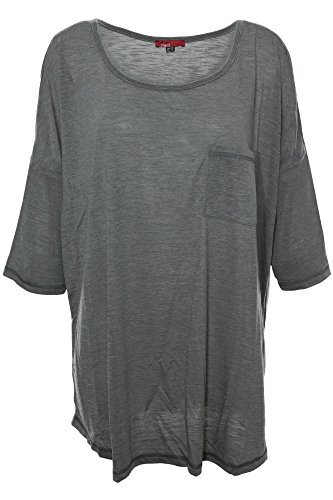 X-Two red Hadjara Tunika Top T Shirt Damen Lagenlook Plusgröße Übergröße, Farbe:grau, Damengrößen:52 von X-Two