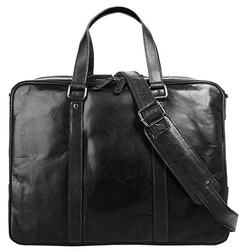 X-ZONE Aktentasche Echt Leder Herren | Business Tasche mit Laptopfach | Arbeitstasche mit Trolley-Halterung | Notebook-Handtasche geräumig | 101025 von X-ZONE