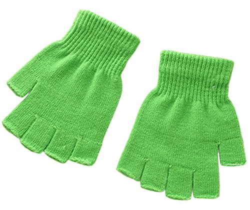 X&F Jungen jungen und 'solid gestrickte halbe finger-handschuhe typing handschuhe, klein Grün Small von X&F