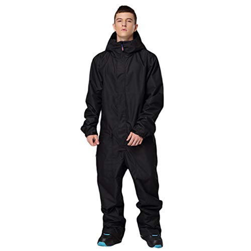 X-xyA Herren EIN Stück Ski Anzüge Jumpsuits Snowsuit Winter-Wasserdicht Warm Snowboard Kapuze Kleidung Für Den Outdoor-Sport,Schwarz,M von X-xyA