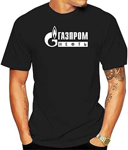 Gazprom Russia Black T-Shirt Men Print Tees Short Sleeve O-Neck Black T-Shirts & Hemden(Large) von X2024LIAN