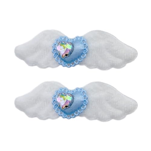 1 Paar leichte Haarspange aus Plüsch in Flügelform mit Strasssteinen, Herz-Aufkleber, Karneval, Pferdeschwanz, Haarnadeln für Mädchen von XAGMODSHN