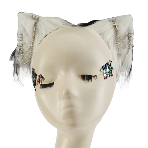 2 x Dunkle Haarspange Mädchen Haarspangen Katzenohren Tierohren Haarspange Set Kette Vielseitige Haarspangen von XAGMODSHN