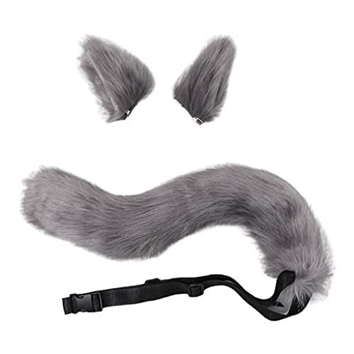 3 Stück Wolf Mädchen Anime Cosplay Set Füchse Ohren Haarspangen Kopfschmuck Plüsch Schwanz für Halloween Party von XAGMODSHN