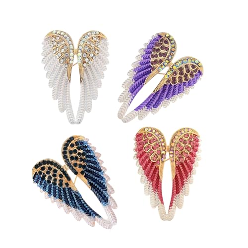 XAGMODSHN 4pcs Elegante Legierungsflügel Geformte Broschen Set Strasssteine ​​Revers Stecknadeln Bequemes Stillen Accessoire Für Bankettkleidung von XAGMODSHN