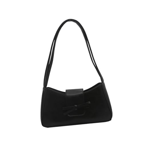 Anspruchsvolle Damen Umhängetasche mit Schleifendetail PU Unterarmtaschen Casual Handtasche Satchel Geldbörse für den täglichen Gebrauch Casual Shopping Bag, Schwarz , One Size von XAGMODSHN