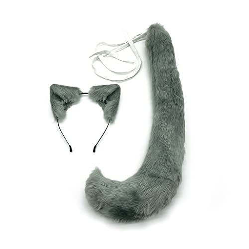 Cosplay pelzige Tierohren Haarreif Schwanz Set Kostüm lange Kopfbedeckung für Halloween Party Dekor Supplies von XAGMODSHN