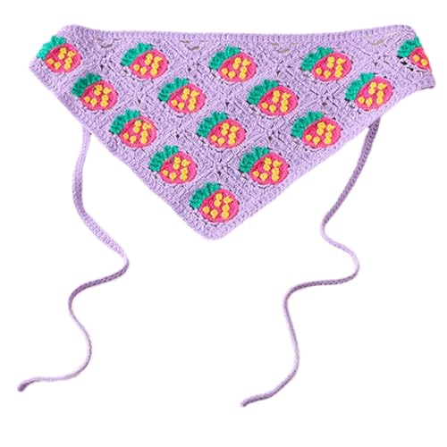 Damen Turban Erdbeere Kopftuch Floral Kopfbedeckung Halstuch Haarband Kopftuch Urlaub Foto Requisiten gehäkelter Turban von XAGMODSHN