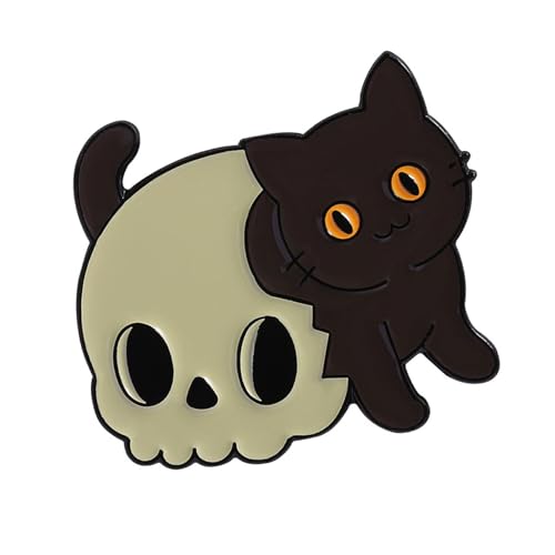 Edgy Black Cats Schädelbrosche Mit Gotischem Charme Edgy Cats Rucksack Pin Juwel Für Tägliche Outfit Verbesserung Alltag Gothic Brosche von XAGMODSHN