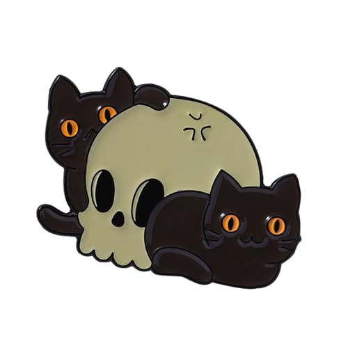 Edgy Black Cats Schädelbrosche Mit Gotischem Charme Edgy Cats Rucksack Pin Juwel Für Tägliche Outfit Verbesserung Alltag Gothic Brosche von XAGMODSHN
