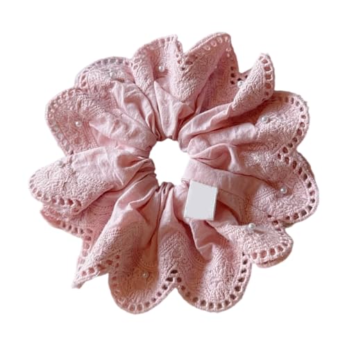 Elastische Kunstperlen verzierte Plissee-Haargummis, modisches Accessoire für besondere Anlässe oder tägliches Styling von XAGMODSHN