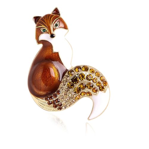 Exquisite Fuchs-Brosche aus Legierung mit bunten Strasssteinen, mehrfarbig, Tierabzeichen, Rucksack-Dekoration für den täglichen Gebrauch, Standard, Aluminium von XAGMODSHN