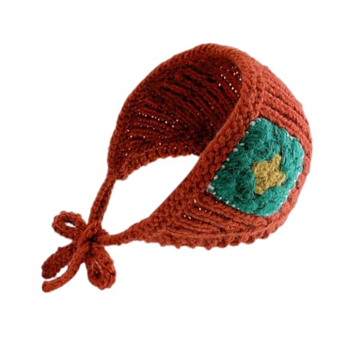 Gestrickter Blumen-Dreiecks-Haarschal für Erwachsene, gehäkelte Ohrenklappe, Mütze, Blumenmuster, Haarband für Mädchen, Camping, Foto-Requisiten von XAGMODSHN