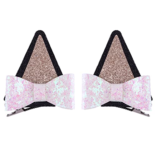 Get-ready-to-shine! Haarspangen für Mädchen, Katzenohren, Tierohren, Haarspangen-Set mit glänzenden vielseitigen Haarspangen, 2 Stück von XAGMODSHN