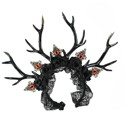 Halloween Punk Hirschgeweih Stirnband mit dämonischen Augen Design Haarschmuck für Kostümpartys und Cosplay-Veranstaltungen von XAGMODSHN