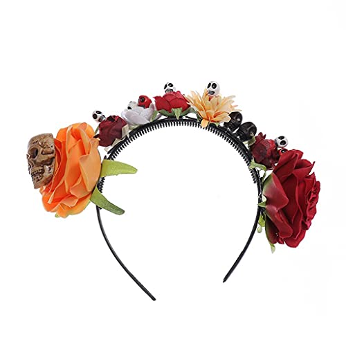 Handgefertigter Rosen-Totenkopf-Kopfschmuck Blumenschädel Stirnband für Halloween Party Weihnachten für kreative Haar-Accessoires von XAGMODSHN
