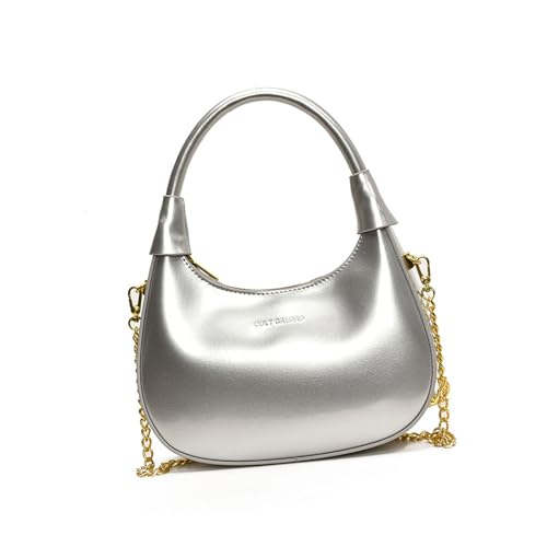 Herbst Winter Umhängetasche für Damen Top Griff Handtasche Mode Achsel Trendy Achsel Kette Crossbody Frauen Achsel Handtasche Herbst Winter Schulter Unterarm, silber, One Size von XAGMODSHN