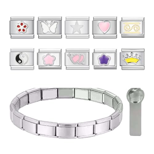 Italienisches Charme Armband Gold Silber 9mm Edelstahl Charme Für Frauen Männer Jungen Mädchen Modulares Design Anpassbares Armband von XAGMODSHN