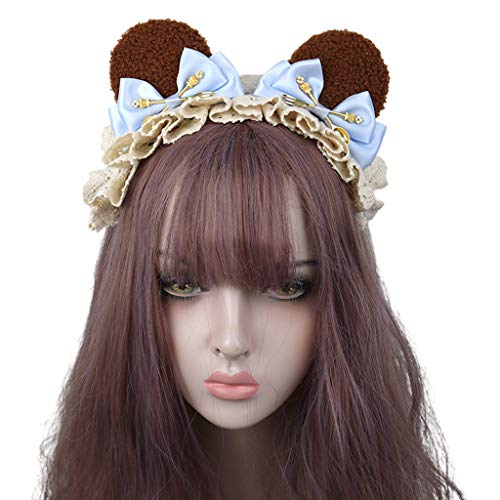 Japanischer Plüsch-Ohren-Haarreif, Spitzenschleife, Tier-Cosplay-Haarreif von XAGMODSHN