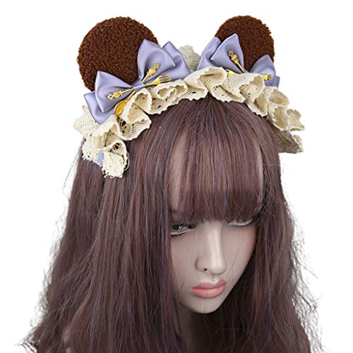 Japanischer Plüsch-Ohren-Haarreif, Spitzenschleife, Tier-Cosplay-Haarreif von XAGMODSHN