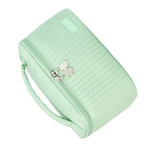 Kosmetiktasche mit großer Kapazität für Damen, tragbar, PU-Leder, Make-up-Tasche, Aufbewahrung organisiert mit großen Fächern, lichtgrün, 21*13.5*12cm von XAGMODSHN