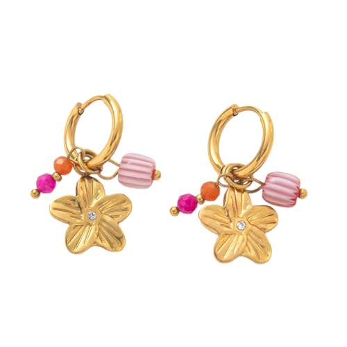 Modische Blumenstollen Ohrringe Mit Harz Blütenblättern Edelstahl Ohr Accessoires Vielseitig Tag Zu Nacht Accessoire Stilvolle Arbeit Angemessener Ohrschmuck von XAGMODSHN