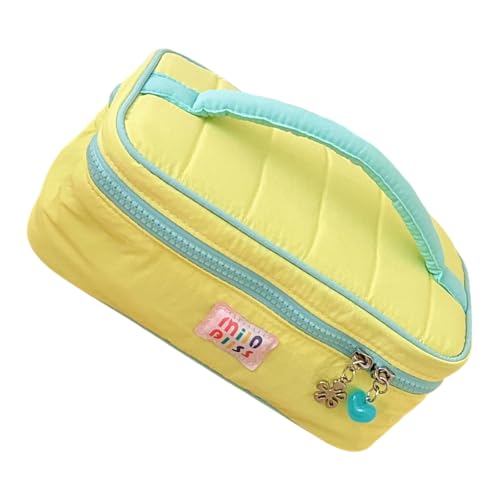 Multifunktionaler Reise-Kosmetik-Organizer mit mehreren Fächern, großes Fassungsvermögen, praktische Make-up-Tasche für lange Reisen, gelb, 13*23*9 von XAGMODSHN