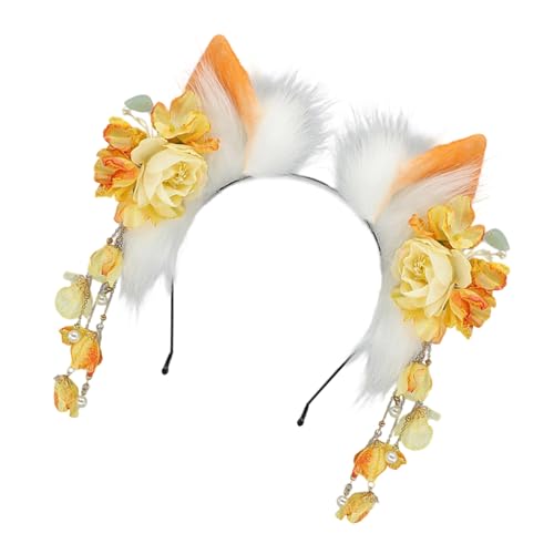 Plüsch-Katzen-Wolfsohren Stirnband für Anime Cosplay mit elastischem Band Kostüm Haarband Mode Haarschmuck von XAGMODSHN