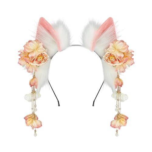 Plüsch-Katzen-Wolfsohren Stirnband für Anime Cosplay mit elastischem Band Kostüm Haarband Mode Haarschmuck von XAGMODSHN