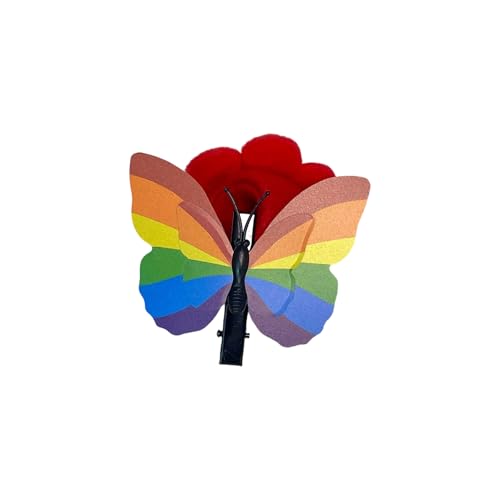 Realistische Schmetterlings-Haarspangen in Regenbogenfarben, für Damen und Mädchen, beliebtes Haarstyling-Zubehör, 8 Stück von XAGMODSHN