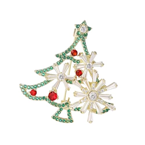 Schimmernde Weihnachtsbaum-Brosche mit sicherem Verschluss, leicht, Strass, Legierung, Schmuck, Weihnachten, Damen-Brosche, Einheitsgröße, Wie beschrieben von XAGMODSHN