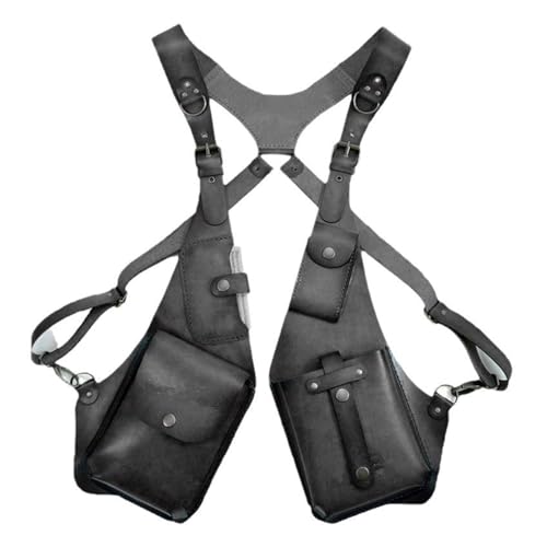 Secure Carry Crossbody Bag Anti-Diebstahl Design Verstellbarer Schultergurt Herren Steampock Detective Styles Brusttasche Unisex Verstellbar PU Leder Unterarmtasche, Schwarz , One Size von XAGMODSHN