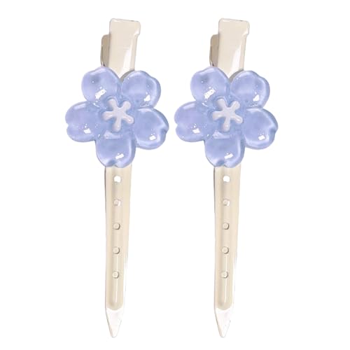 Stilvolle Haarspange in Blumenform, sicherer Halt, Haar-Accessoire, bequem zu tragen, Haarnadel, Kopfbedeckung für Damen, mit langer blauer Blumen-Clip von XAGMODSHN